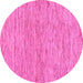 Round Machine Washable Solid Pink Modern Rug, wshabs121pnk