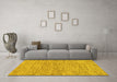 Machine Washable Solid Yellow Modern Rug in a Living Room, wshabs121yw