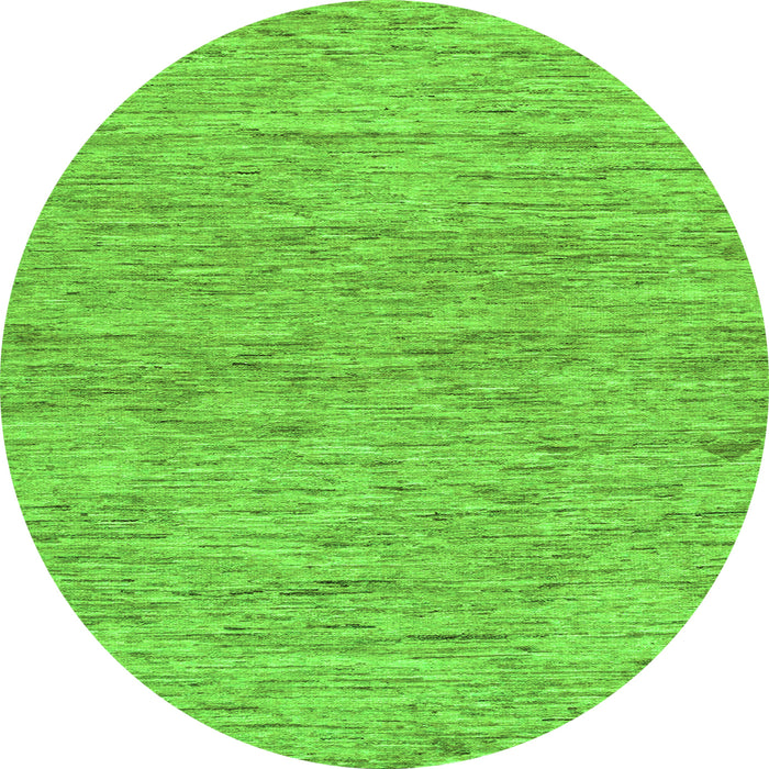 Round Machine Washable Solid Green Modern Area Rugs, wshabs121grn