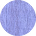 Round Machine Washable Solid Blue Modern Rug, wshabs121blu