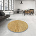 Round Machine Washable Abstract Cinnamon Brown Rug in a Office, wshabs121