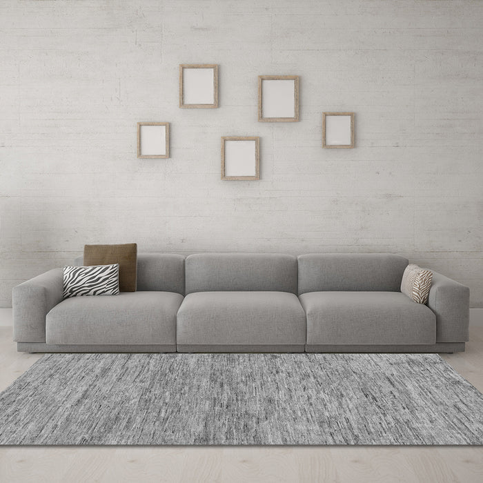 Machine Washable Solid Gray Modern Rug in a Living Room,, wshabs121gry