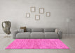 Machine Washable Solid Pink Modern Rug in a Living Room, wshabs121pnk
