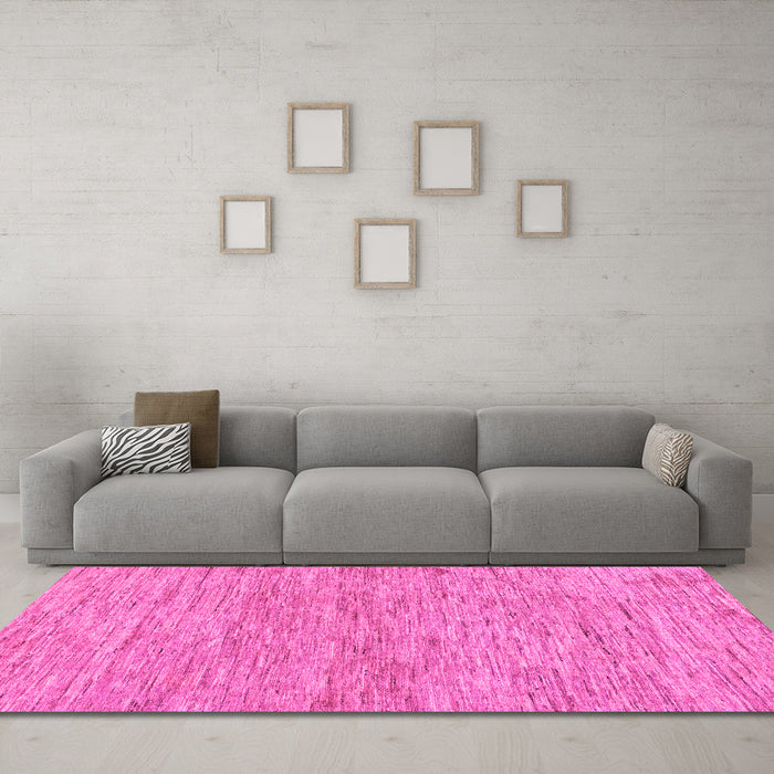 Machine Washable Solid Pink Modern Rug in a Living Room, wshabs121pnk