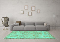 Machine Washable Abstract Turquoise Modern Rug, wshabs1220turq