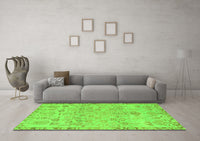 Machine Washable Abstract Green Modern Rug, wshabs1220grn