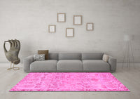 Machine Washable Abstract Pink Modern Rug, wshabs1220pnk