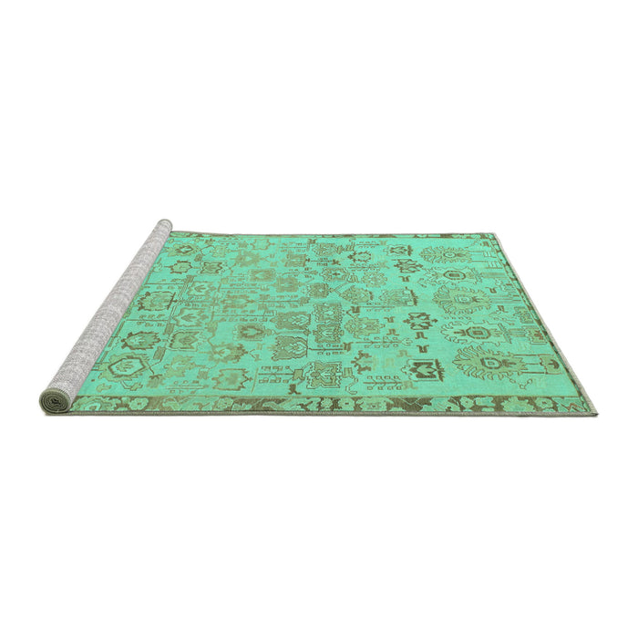 Sideview of Machine Washable Abstract Turquoise Modern Area Rugs, wshabs1220turq