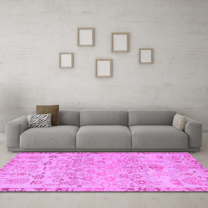 Machine Washable Abstract Purple Modern Area Rugs in a Living Room, wshabs1220pur