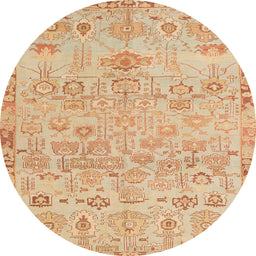 Round Abstract Orange Modern Rug, abs1220