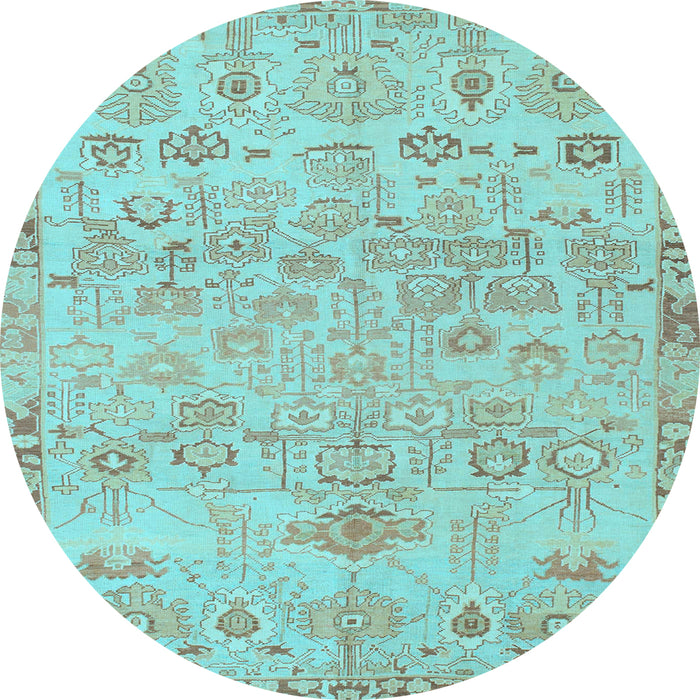 Round Abstract Light Blue Modern Rug, abs1220lblu