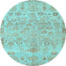 Round Abstract Light Blue Modern Rug, abs1220lblu