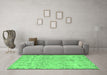 Machine Washable Abstract Emerald Green Modern Area Rugs in a Living Room,, wshabs1220emgrn