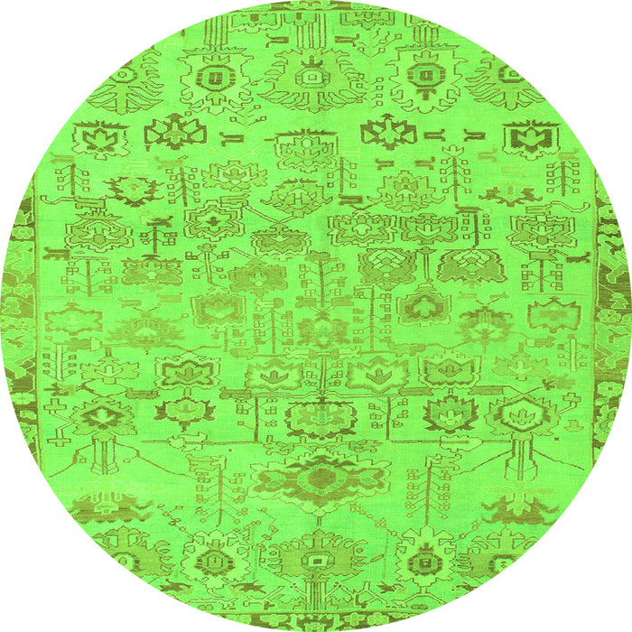 Round Abstract Green Modern Rug, abs1220grn