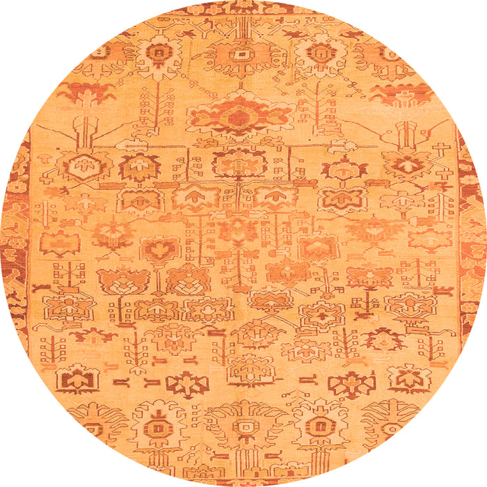 Round Machine Washable Abstract Orange Modern Area Rugs, wshabs1220org
