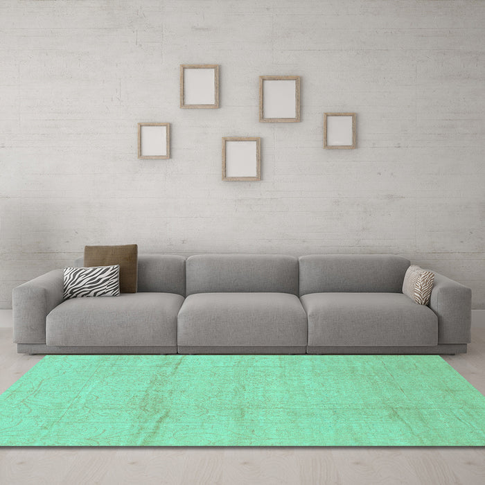 Machine Washable Abstract Turquoise Modern Area Rugs in a Living Room,, wshabs1221turq