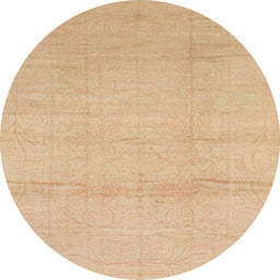 Round Machine Washable Abstract Yellow Rug, wshabs1221