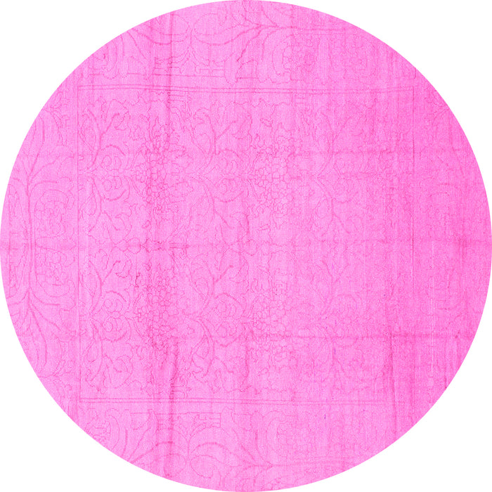 Round Abstract Pink Modern Rug, abs1221pnk