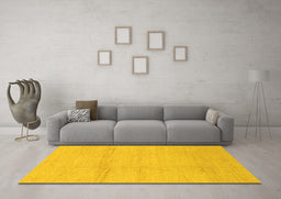 Machine Washable Abstract Yellow Modern Rug in a Living Room, wshabs1221yw