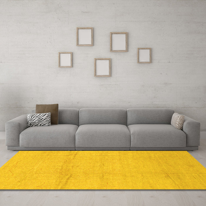 Machine Washable Abstract Yellow Modern Rug in a Living Room, wshabs1221yw