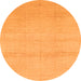 Round Machine Washable Abstract Orange Modern Area Rugs, wshabs1221org