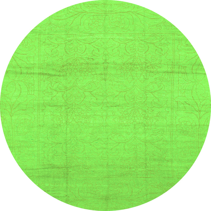 Round Abstract Green Modern Rug, abs1221grn