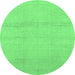 Round Abstract Emerald Green Modern Rug, abs1221emgrn