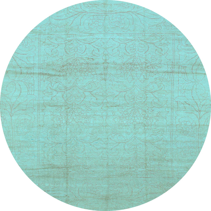Round Machine Washable Abstract Light Blue Modern Rug, wshabs1221lblu