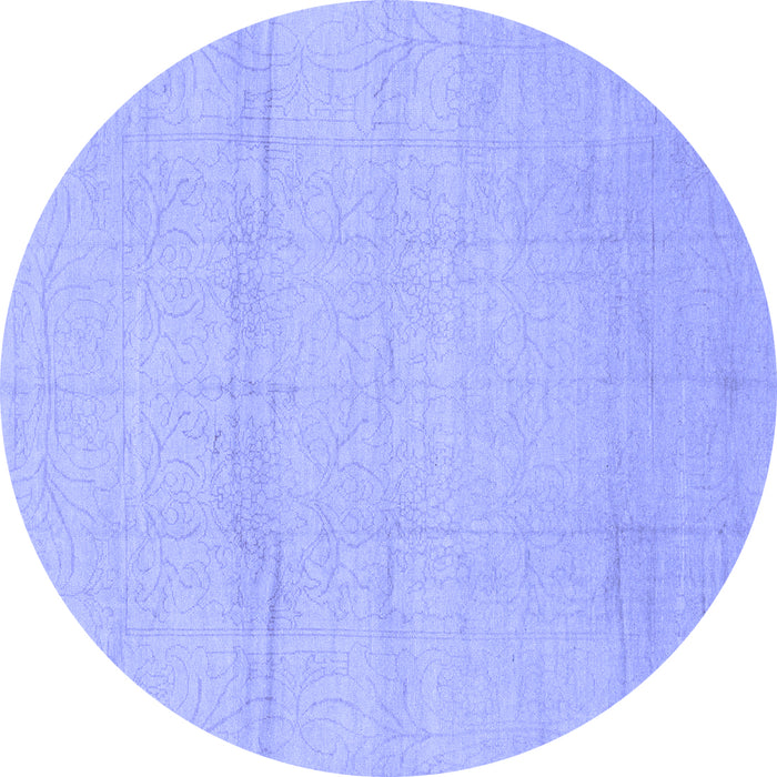 Round Machine Washable Abstract Blue Modern Rug, wshabs1221blu