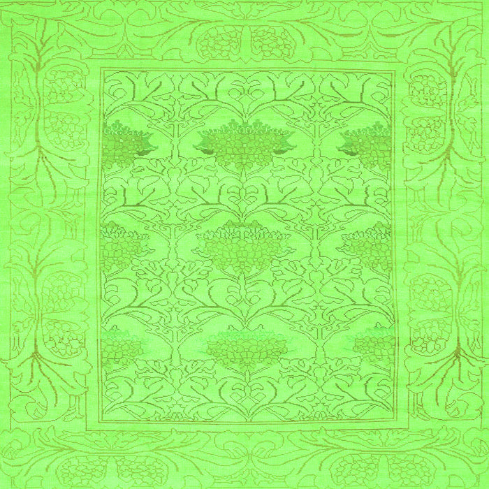 Square Machine Washable Oriental Green Traditional Area Rugs, wshabs1222grn