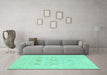 Machine Washable Oriental Turquoise Traditional Area Rugs in a Living Room,, wshabs1222turq