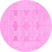 Round Oriental Pink Traditional Rug, abs1222pnk