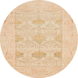 Round Abstract Brown Gold Oriental Rug, abs1222