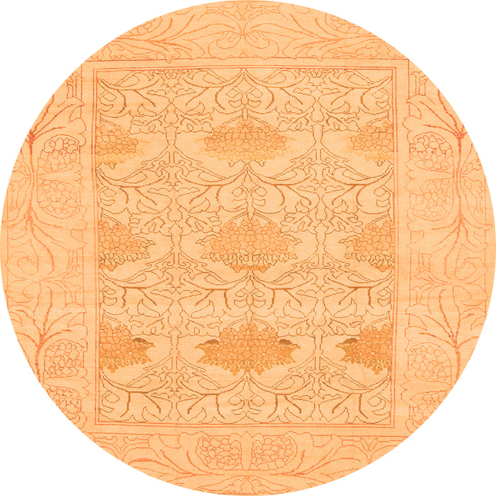 Round Oriental Orange Traditional Rug, abs1222org