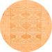 Round Oriental Orange Traditional Rug, abs1222org