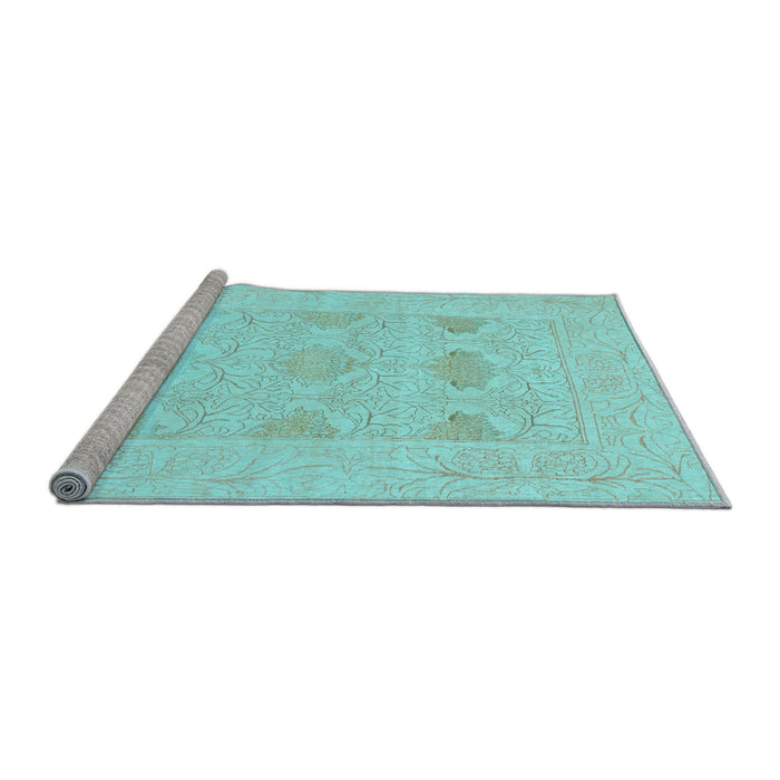 Sideview of Machine Washable Oriental Light Blue Traditional Rug, wshabs1222lblu