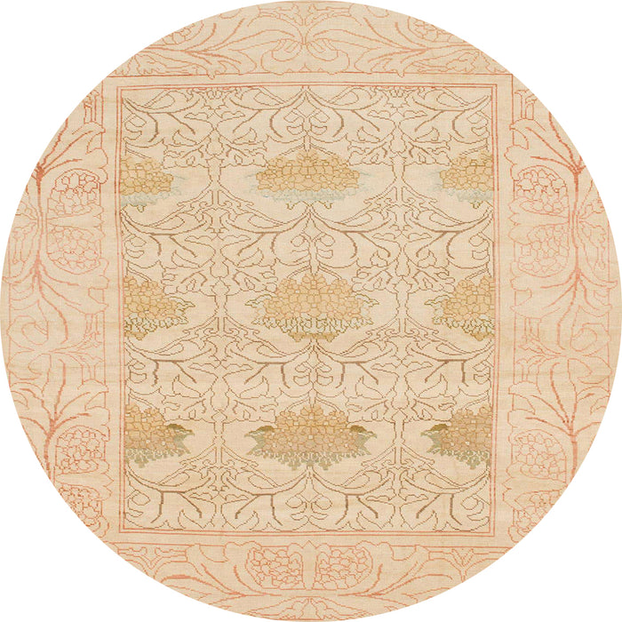 Round Machine Washable Abstract Brown Gold Rug, wshabs1222