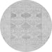 Round Machine Washable Oriental Gray Traditional Rug, wshabs1222gry