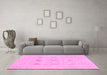 Machine Washable Oriental Pink Traditional Rug in a Living Room, wshabs1222pnk
