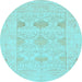 Round Oriental Light Blue Traditional Rug, abs1222lblu