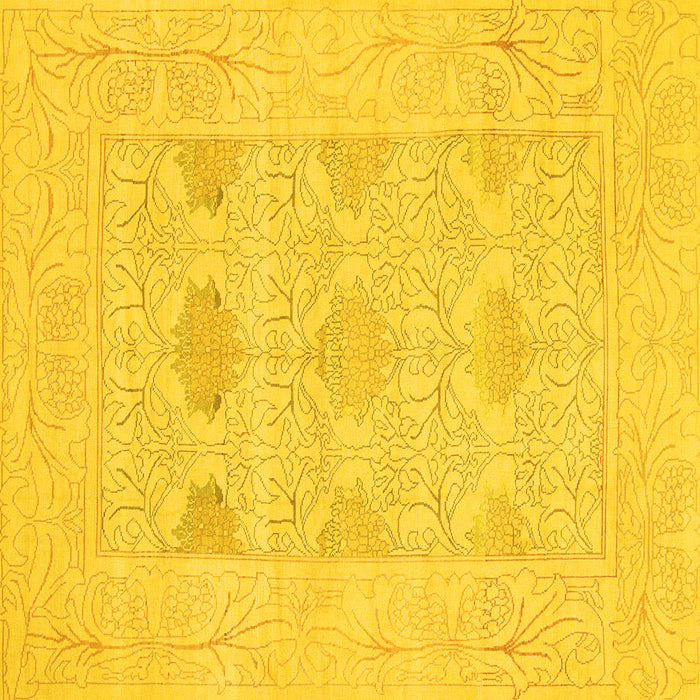 Square Machine Washable Oriental Yellow Traditional Rug, wshabs1222yw