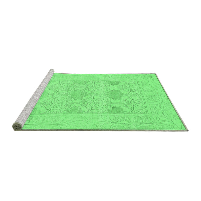 Sideview of Machine Washable Oriental Emerald Green Traditional Area Rugs, wshabs1222emgrn