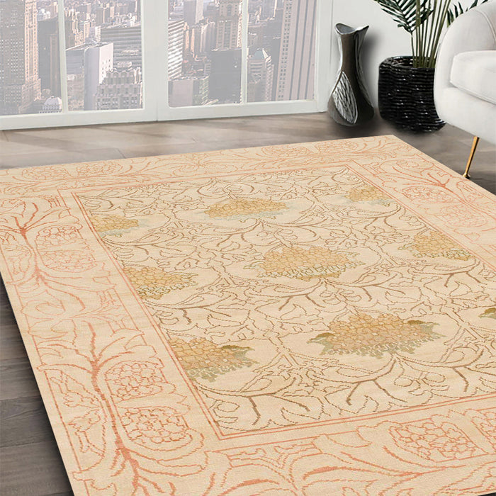 Machine Washable Abstract Brown Gold Rug in a Family Room, wshabs1222