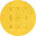 Round Oriental Yellow Traditional Rug, abs1222yw