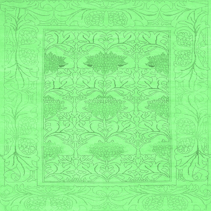 Square Machine Washable Oriental Emerald Green Traditional Area Rugs, wshabs1222emgrn