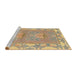 Sideview of Machine Washable Abstract Brown Green Rug, wshabs1223