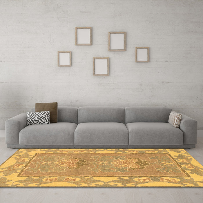 Machine Washable Abstract Brown Modern Rug in a Living Room,, wshabs1223brn
