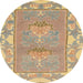 Round Abstract Brownish Green Modern Rug, abs1223