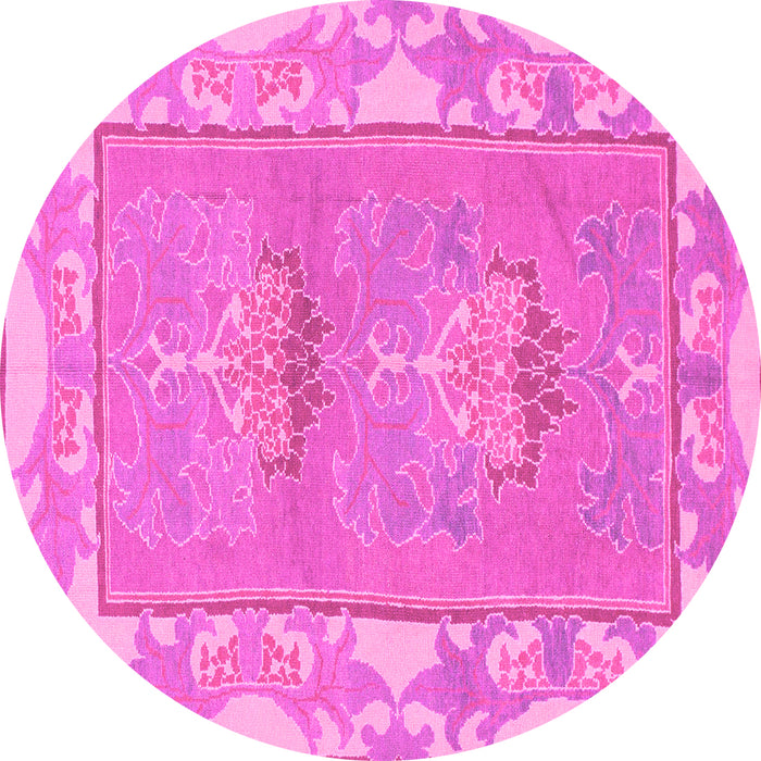 Round Abstract Pink Modern Rug, abs1223pnk