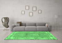 Machine Washable Abstract Emerald Green Modern Rug, wshabs1223emgrn